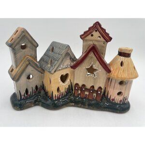 Hand-Painted Ceramic Village House Tealight Holder